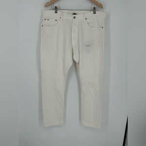 Polo Ralph Lauren The Sullivan Slim Jeans Mens 38x32 Patch Distressed White Z9